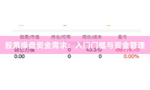 股票操盘资金需求：入门门槛与资金管理