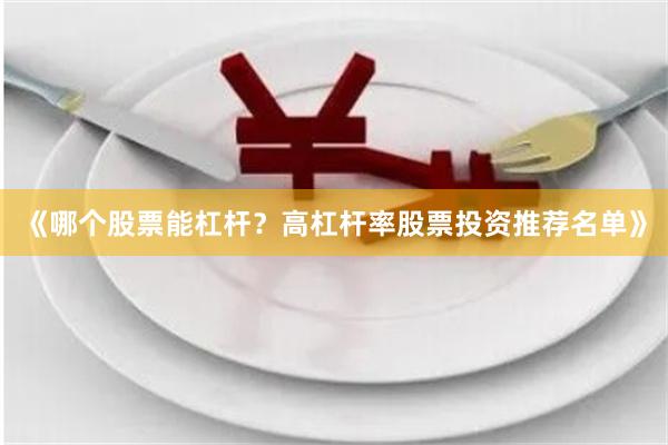《哪个股票能杠杆？高杠杆率股票投资推荐名单》